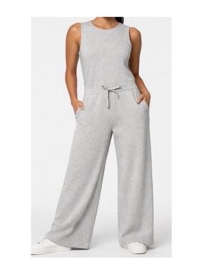 SPANX Light Gray Sleeveless Wide-Leg Jumpsuit